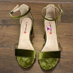 Hot Kiss Velvet Olive Green Strap Heel 8.5M